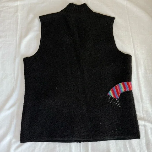 Coldwater Creek Size Medium Wool Vest Sleeveless Winter Cat Mock Neck Zip Front - Picture 7 of 7
